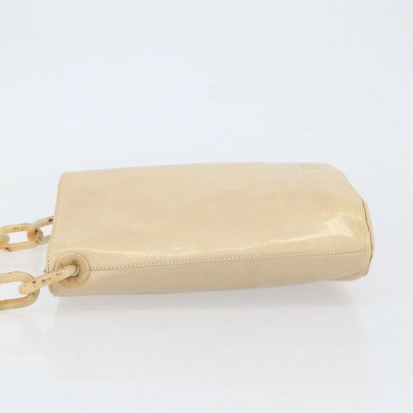 PRADA Chain Shoulder Bag Leather Beige Silver Auth 153137 - Picture 6 of 16